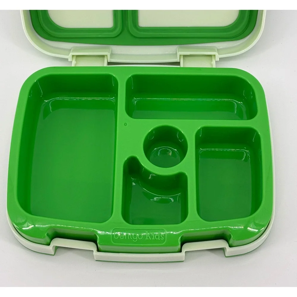 Bentgo Kids Lunch Box 5-Compartment Leak-Proof Green White